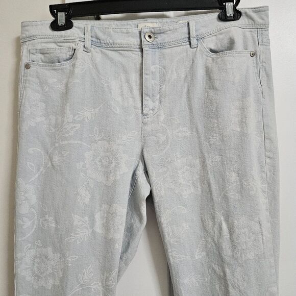 J. Jill Authentic Fit Slim Ankle Floral Print Jeans Womens 14 (35x28) Blue White - Picture 5 of 11